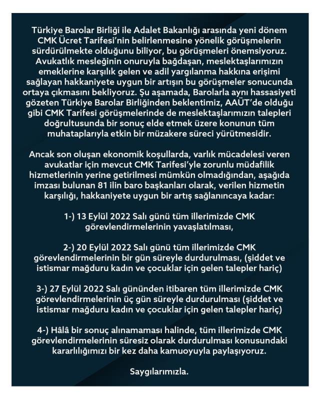 Avukatlar CMK ücretleri için resti çekti! Hizmetler bile durabilir
