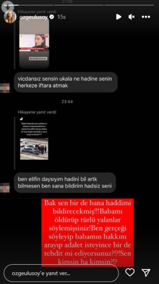 Babasının ölümü sonrası tehdit mesajları aldığını söyleyen Özge Ulusoy isyan etti: Adalet arayınca tehdit ediliyorum