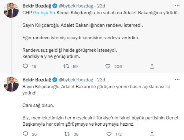 Bakan Bozdağ'dan Adalet Bakanlığı önünde konuşan Kılıçdaroğlu'na yanıt gecikmedi