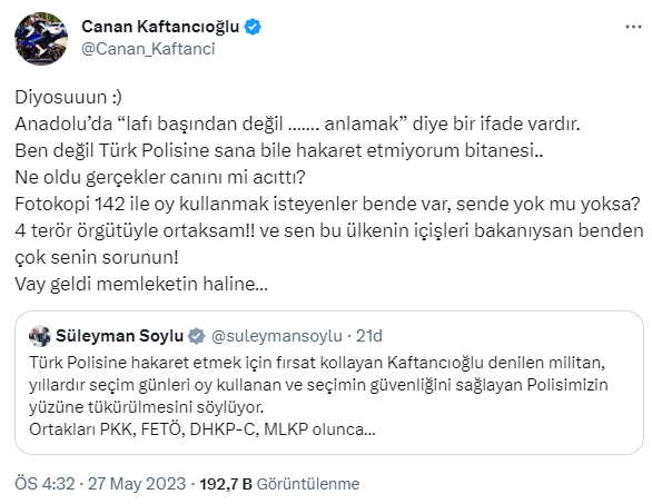 Bakan Soylu ile Canan Kaftancıoğlu arasında tükürük tartışması