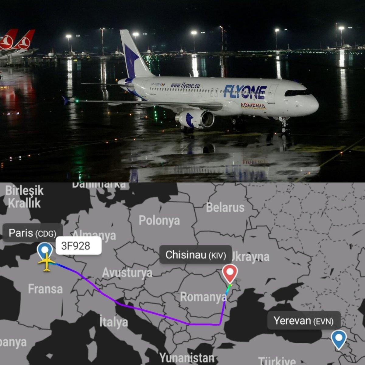 Ermenistan'a ait uçakların rota değişikliği gözlemlendi.
