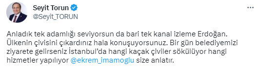 CHP'den 'İstanbul'a bir çivi çakmadılar' diyen Cumhurbaşkanı Erdoğan'a yanıt: Belediyemize gelirsen İmamoğlu hizmetleri anlatır