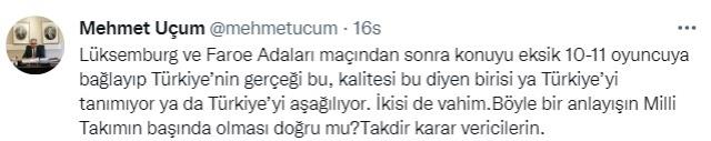 Cumhurbaşkanı Başdanışmanı Mehmet Uçum'dan sert A Milli Takım çıkışı: Derhal görevi bırakmalı