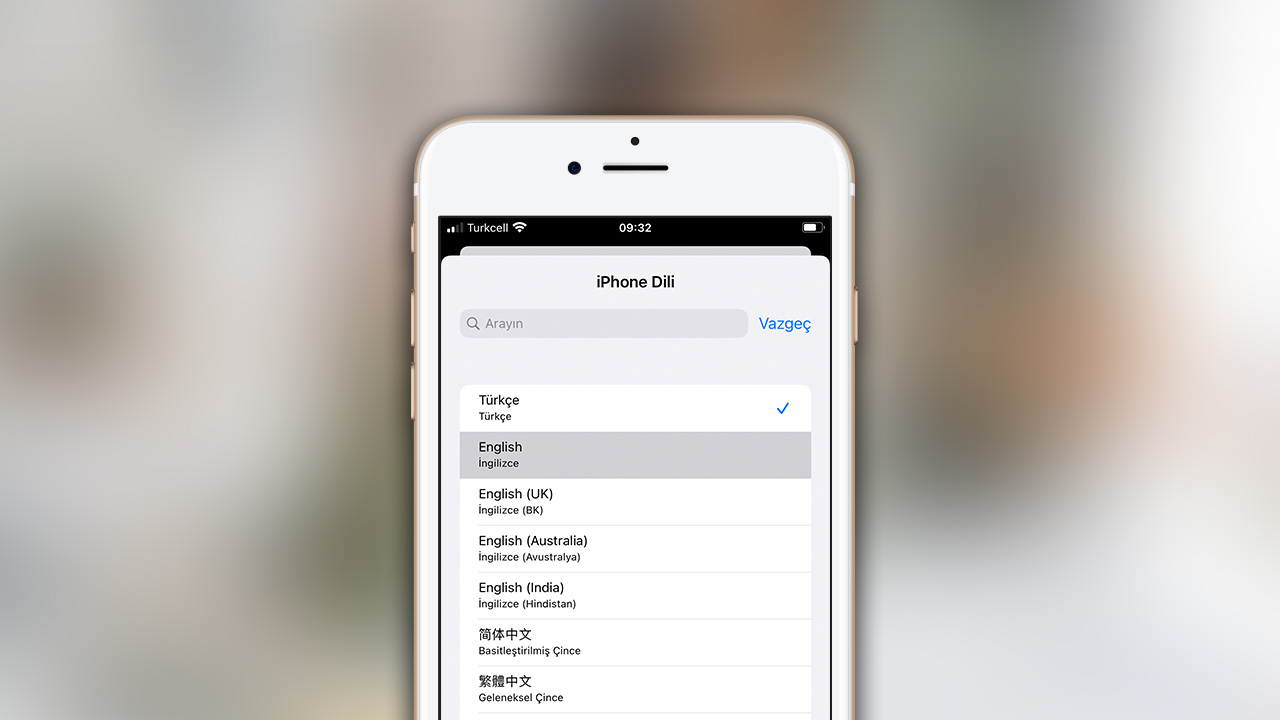 iPhone İngilizce dili seçme