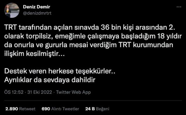 FETÖ firarisi Hakan Şükür'ü anan TRT spikerinin işine son verildiği iddia edilmişti! Hesap sahte çıktı