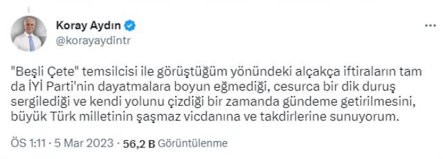 İYİ Partili Koray Aydın'dan '5'li Çete' ile görüştüğü iddialarına zehir zemberek yanıt