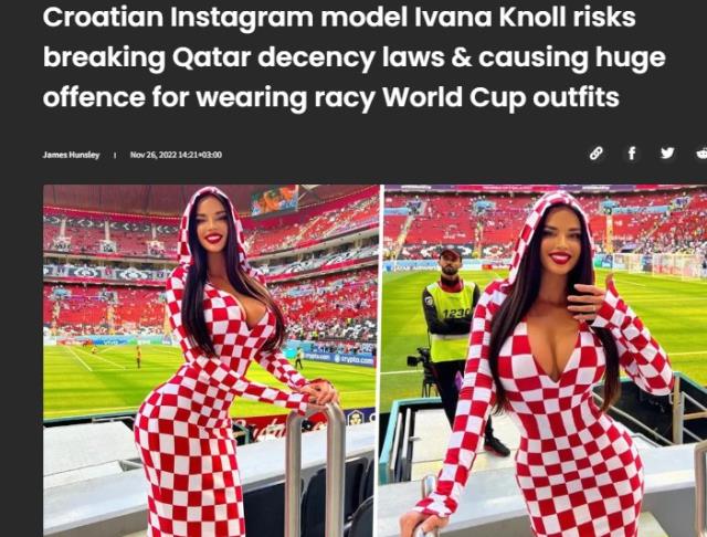 Katar'da hayatının şokunu yaşadı! Ünlü model, Dünya Kupası'nda giydiği kıyafet yüzünden hapse girebilir