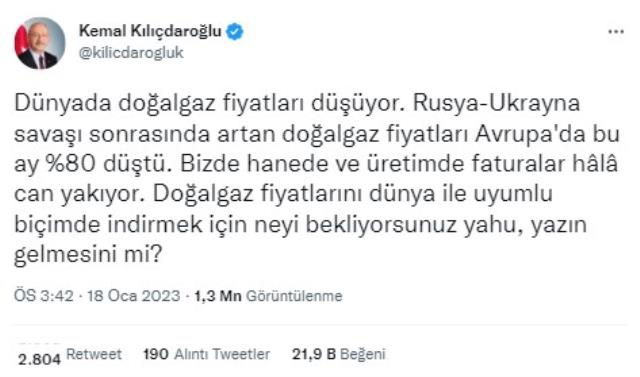 Kılıçdaroğlu'ndan dikkat çeken 'doğal gaz' çıkışı: İndirim yapmak için neyi bekliyorsunuz?
