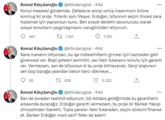 Kılıçdaroğlu'ndan sosyal konut projesiyle ilgili ilk yorum! Cumhurbaşkanı Erdoğan'a bir çağrısı var