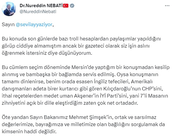 Mehmet Şimşek'i mi hedef aldı? Nurettin Nebati o sözlerine açıklık getirdi