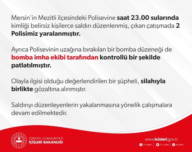 Mersin'de 1 polis memurunun şehit olduğu saldırının görüntüleri ortaya çıktı