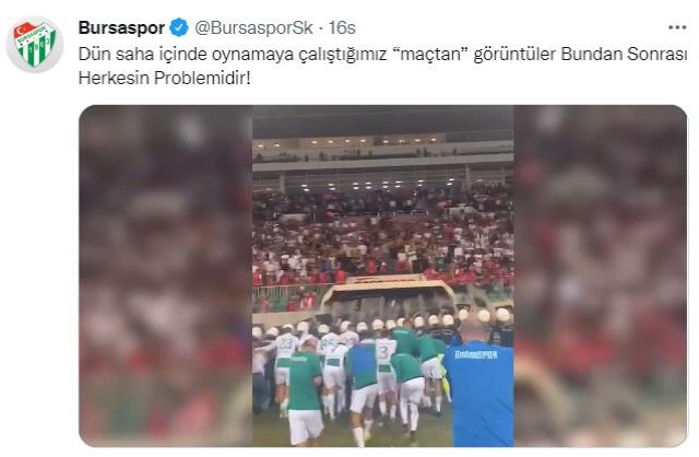 Amed maçında çıkan olaylardan sonra Bursaspor'dan olay paylaşım: Bundan sonrası herkesin problemi