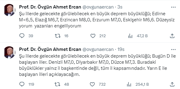 Prof. Dr. Ahmet Ercan, tek tek saydı! Hangi ilde kaç büyüklüğünde deprem bekleniyor?