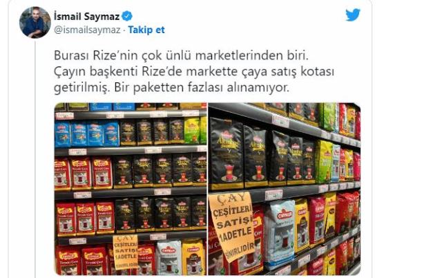 Rize'de markete giden vatandaşlar, çay satışlarının sınırlandığını görünce şaşkınlığını gizleyemedi