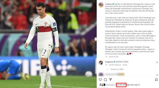 Ronaldo'nun son paylaşımı daha bir gün olmadan tarihe geçti! Beğeni sayısını görenler inanamadı