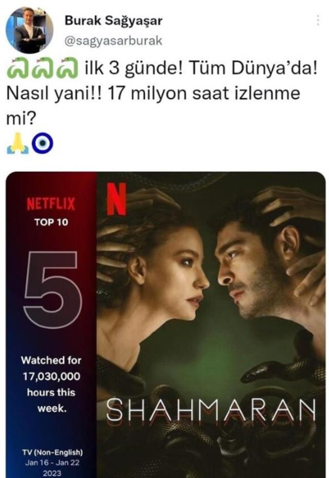 Şahmaran dizisi dünya gündeminde! 3 günde 17 milyon saat izlenmeye ulaştı