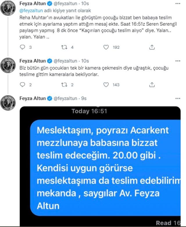 Seren Serengil'in 'Reha Muhtar kaçırılan oğlunu alıyor' paylaşımı Deniz Uğur'un avukatını sinirlendirdi