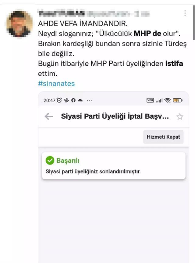 Sinan Ateş'in ölümüne tepkisiz kalan MHP'de istifa rüzgarı hız kesmiyor