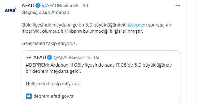 Son Dakika: Ardahan'da 5 büyüklüğünde deprem meydana geldi
