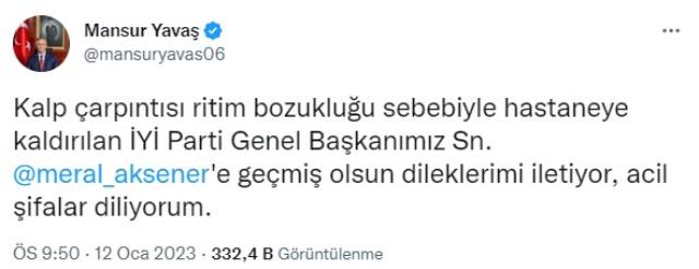 Son Dakika: İYİ Parti lideri Meral Akşener, kalp rahatsızlığı nedeniyle hastaneye kaldırıldı