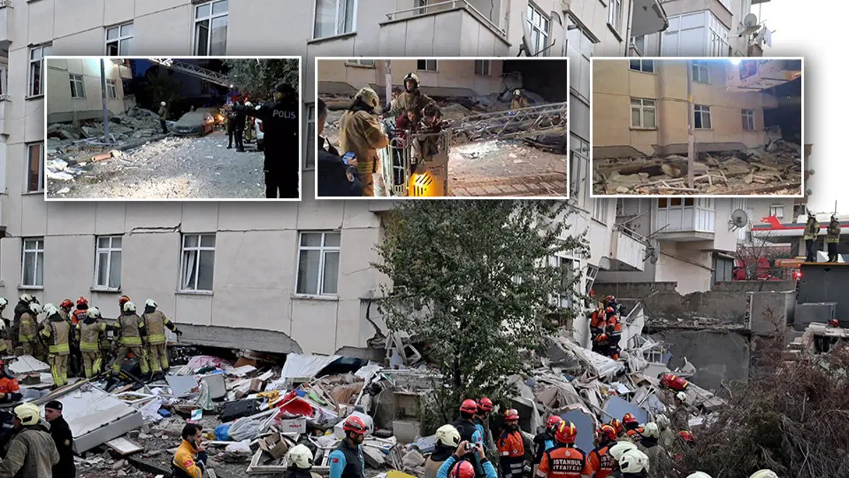 Maltepe’de 7 katlı binanın 3 katı çöktü: Enkazda mahsur kalanlar var