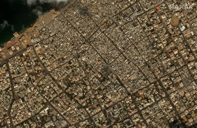 Koca şehir yerle bir! İsrail'in Gazze'deki saldırıları uydudan görüntülendi