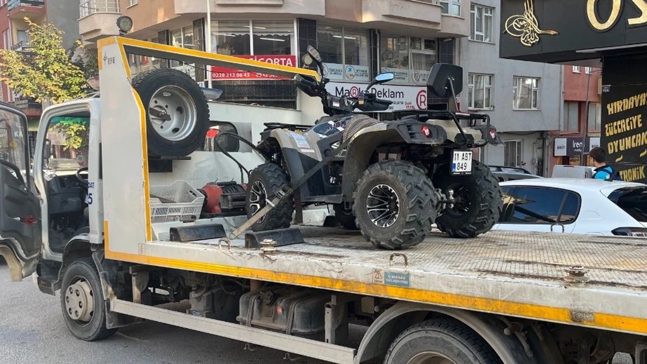 ATV aracıyla emniyetin önünde drift atan sürücüye 20 bin lira ceza