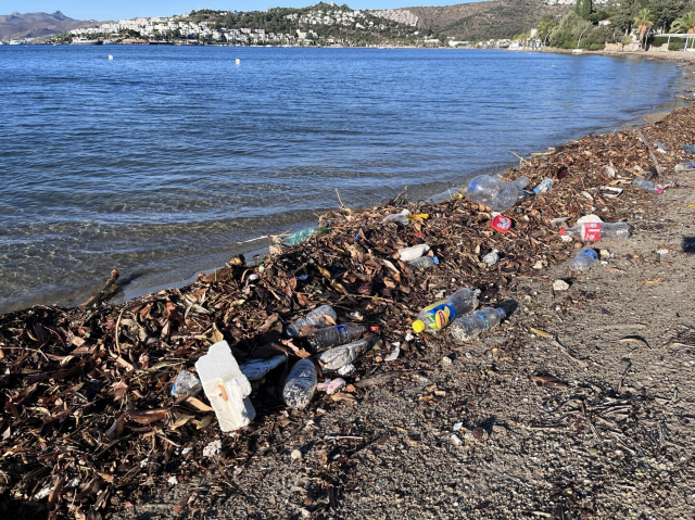 Bodrum'da sel sonrası sahiller çöplüğe döndü