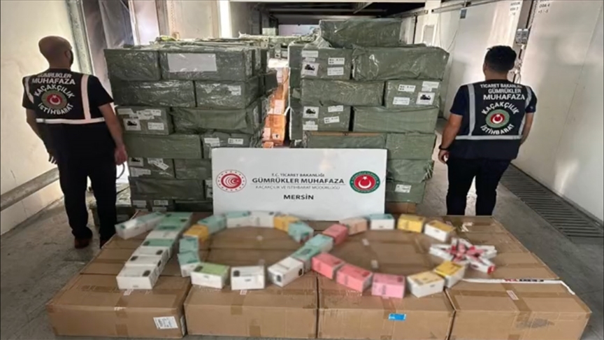 Mersin Limanı'nda 113 bin 250 kaçak elektronik sigara yakalandı