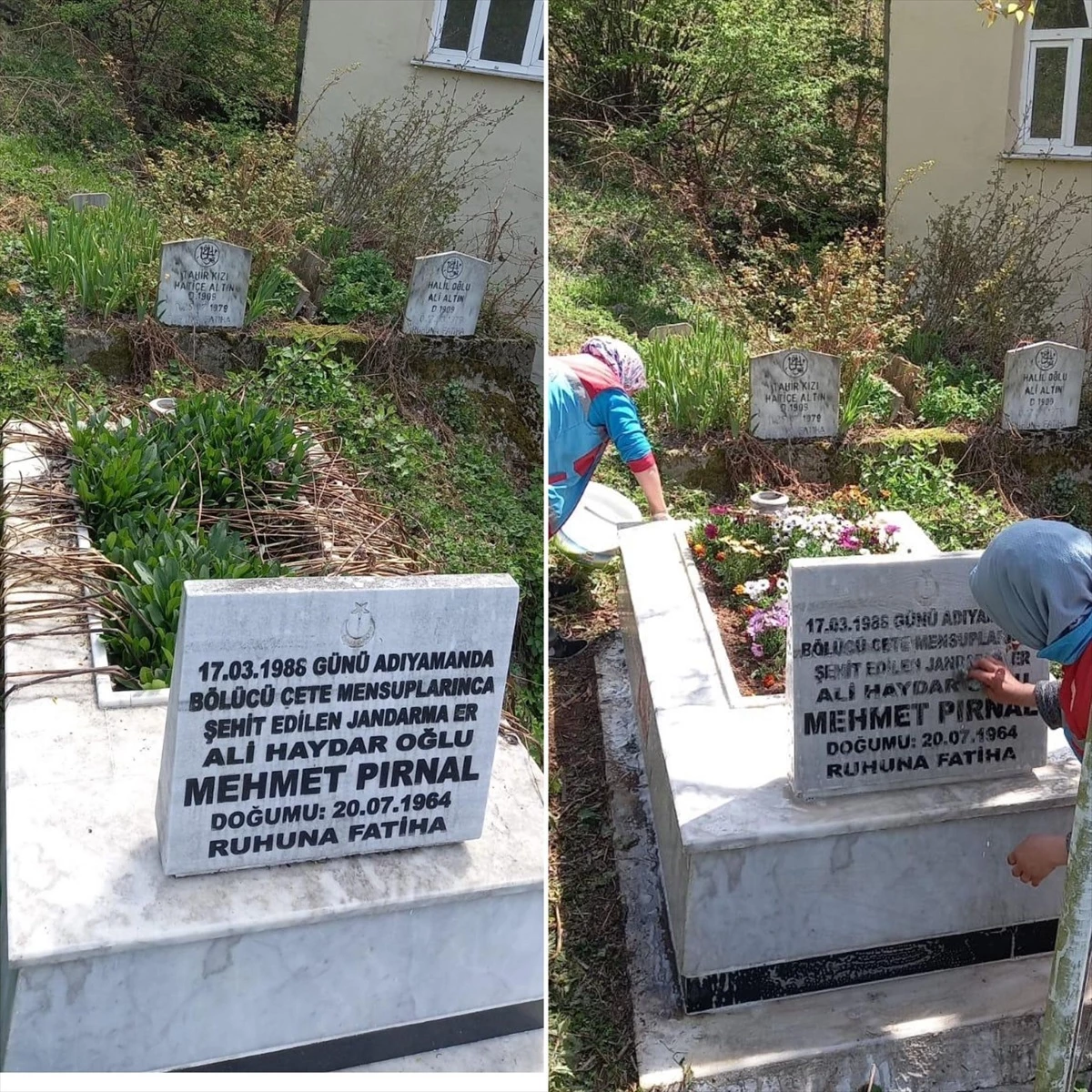 Düzce'de bayram öncesi bakımdan geçirilen şehit mezarları çiçeklendirildi