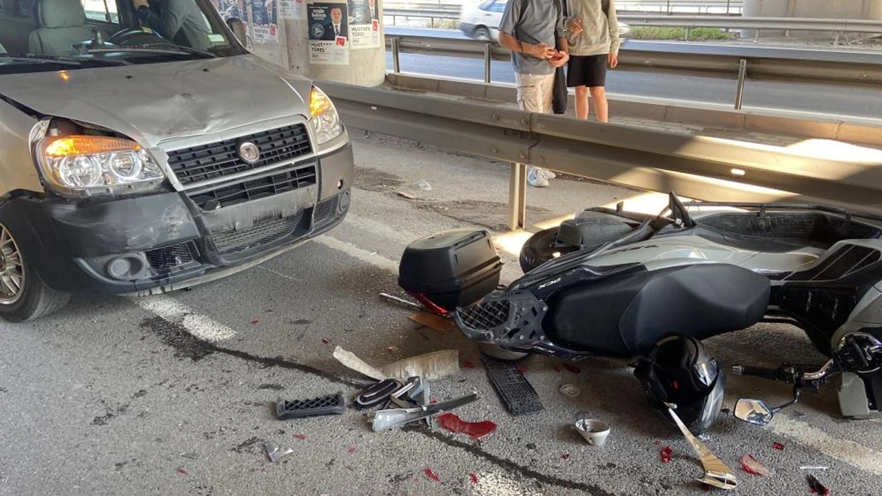 Kocaeli'de hafif ticari araç motosiklete arkadan çarptı: 1 yaralı
