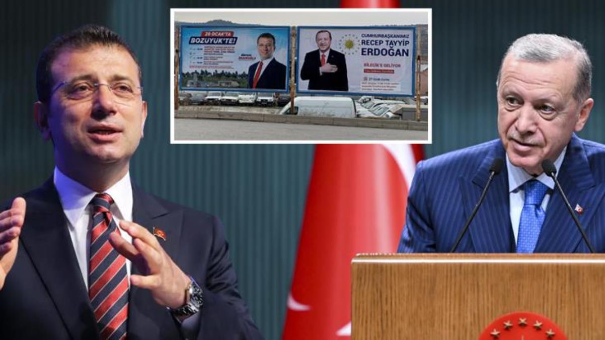 Aynı bilboardlarda Erdoğan ve İmamoğlu'nun fotoğrafları yan yana