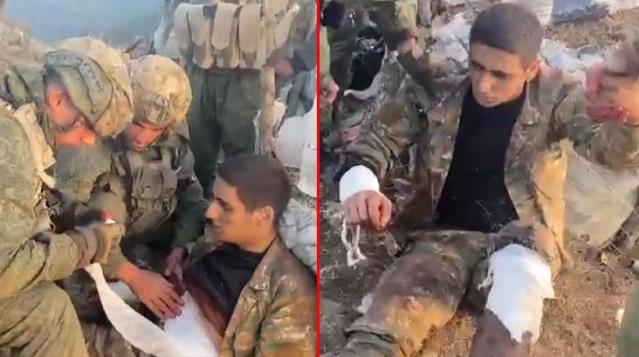 Azerbaycan askerinin yaralanan Ermeni askere yardım ettiği görüntüler beğeni topladı