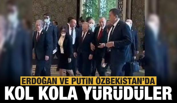 Cumhurbaşkanı Erdoğan ile Putin Özbekistan'da kol kola yürüdü