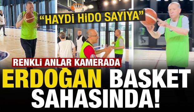 Erdoğan basket sahasında! Renkli anlar kamerada: Haydi Hido sayıya...