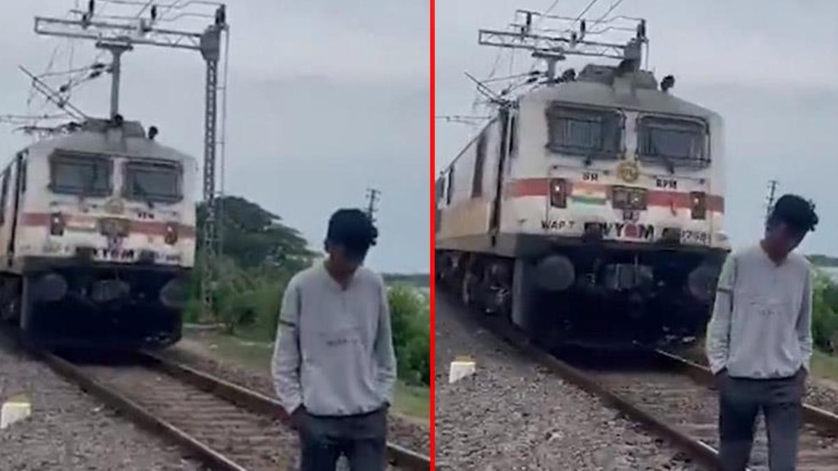 Sosyal medyada paylaşmak için havalı bir video çekmeye çalışan gence tren çarptı