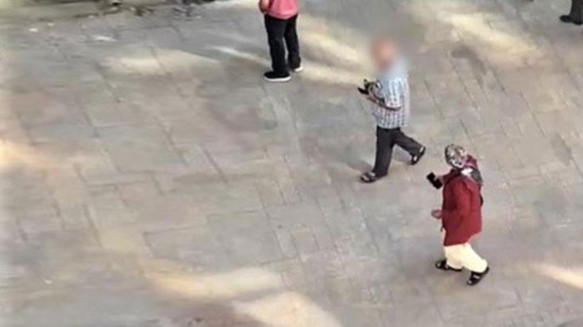 Yolda yürüyen kadın, dibine kadar gelerek kendisini taciz eden yaşlı adama tepki gösterdi