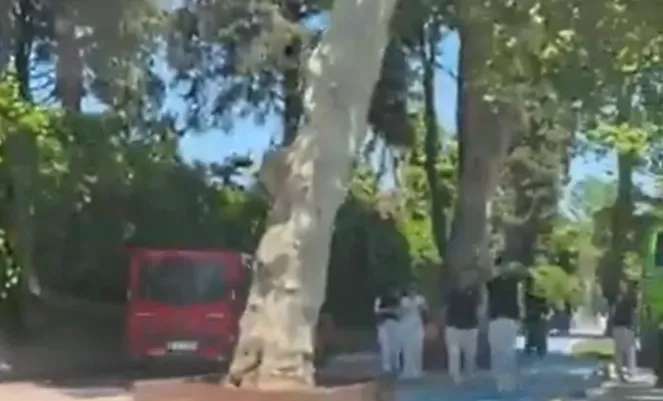 Çark Caddesi’nde tepki çeken görüntü: Dolmuş kaldırımdan ilerledi