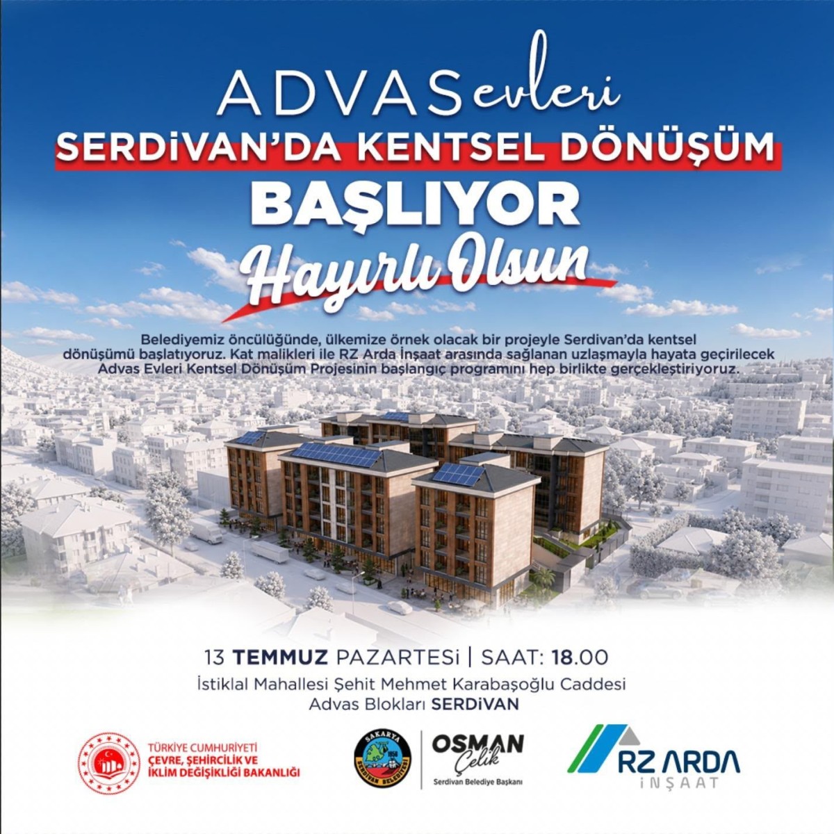 Advas Evleri’nde kentsel dönüşüm başlıyor! İlk balyoz 13 Temmuz’da vurulacak