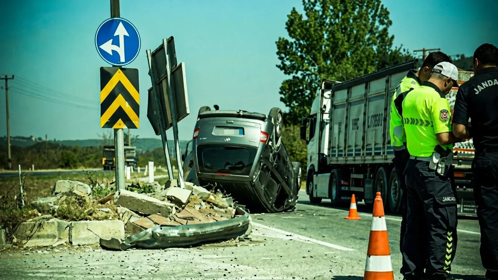 Ferizli’de otomobil ters döndü: 1 kadın yaralandı