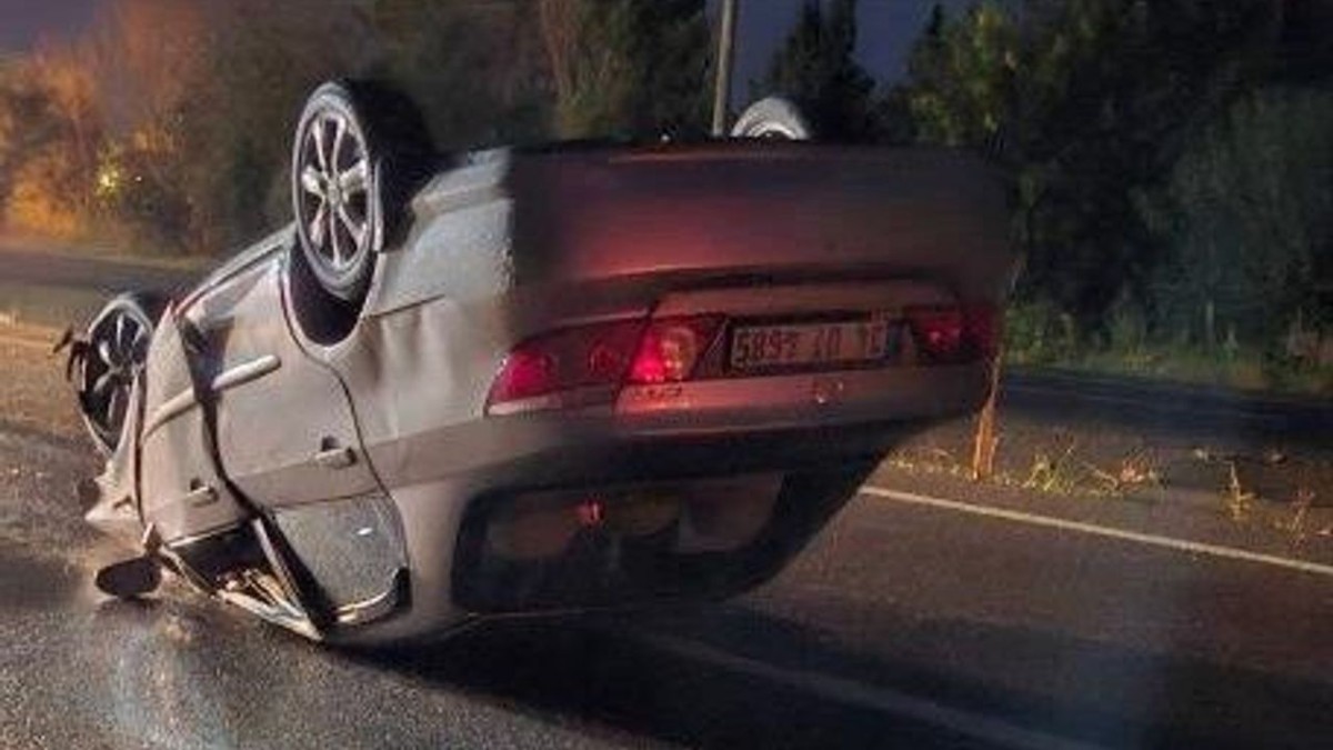 Kocaali-Karasu yolunda feci kaza: Otomobil takla attı, 1 yaralı