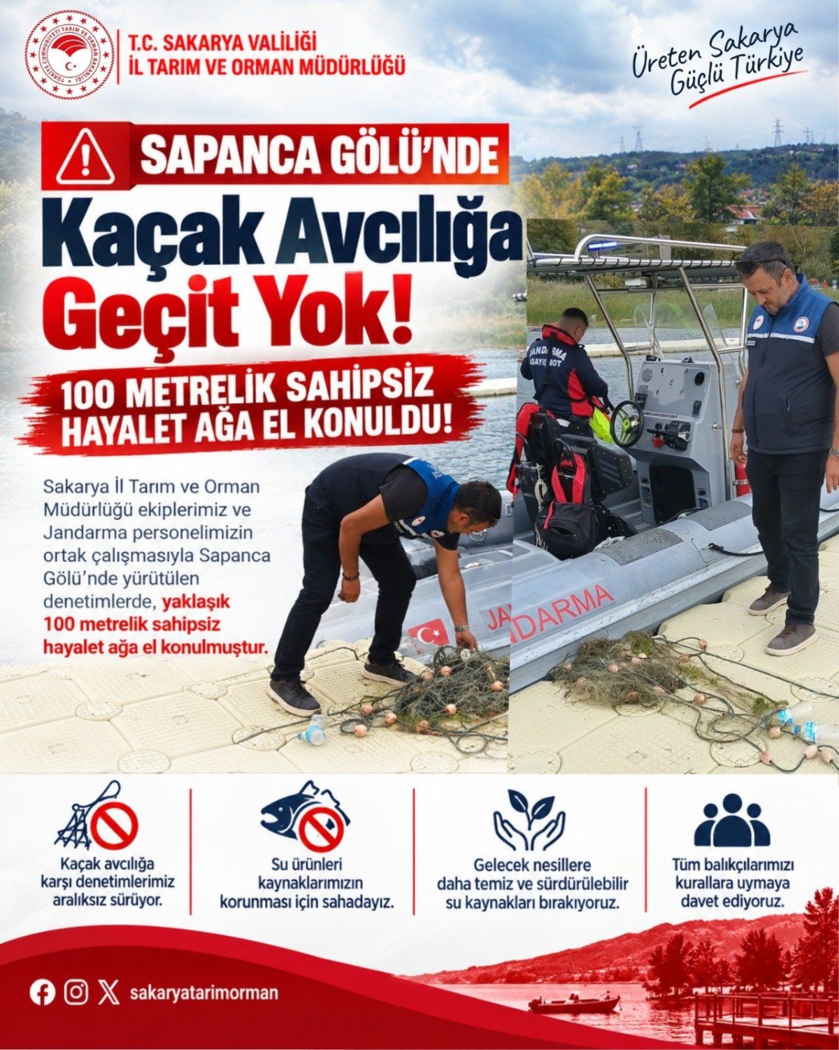 İhbar ekipleri harekete geçirdi! Sapanca Gölü’nde 100 metrelik ağ ele geçirildi