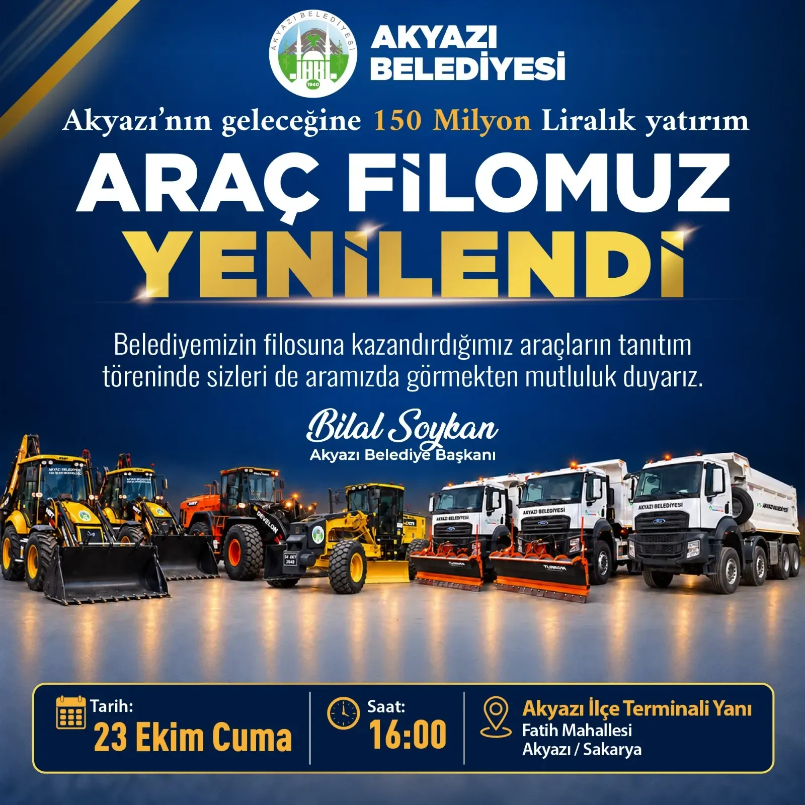 Akyazı Belediyesinden 150 milyon liralık dev filo yatırımı